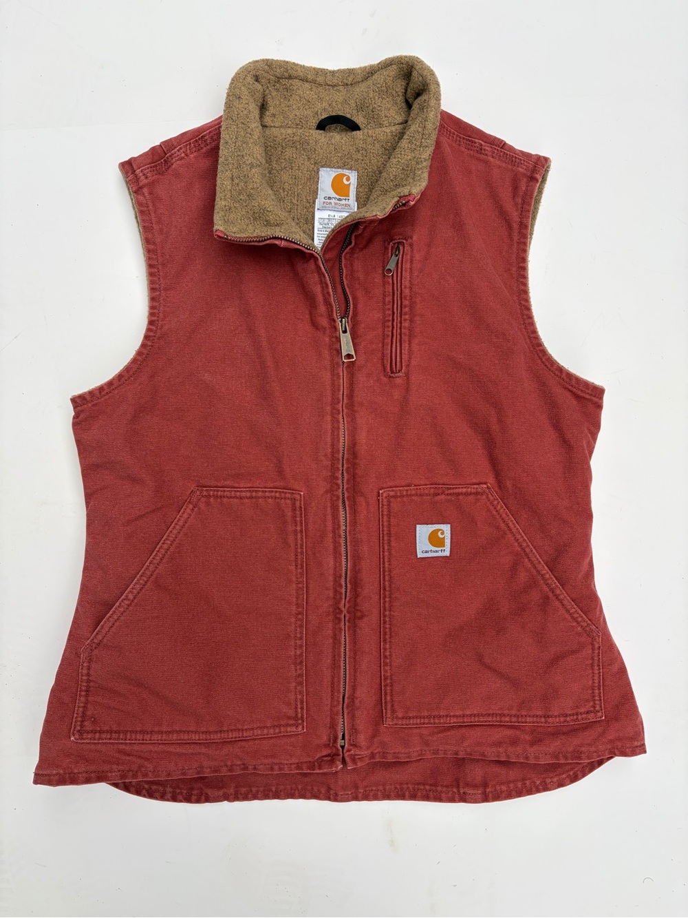 Carhartt Women Sherpa Lined Canvas Duck Vest Rose Pink WV001 LRS Workwear Size M